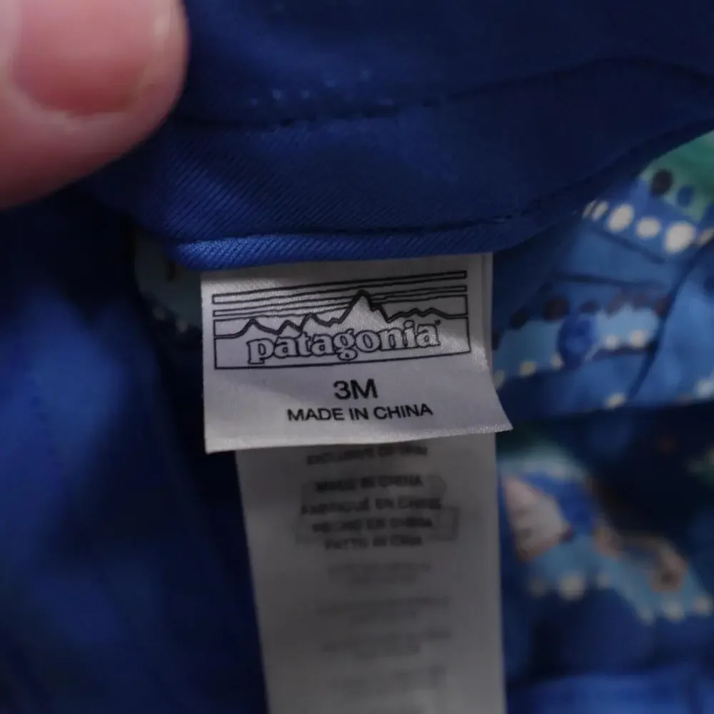 Patagonia Hat Cap Strap Back Boys 0-6 Months Blue Fish Print Nylon Summer Infant